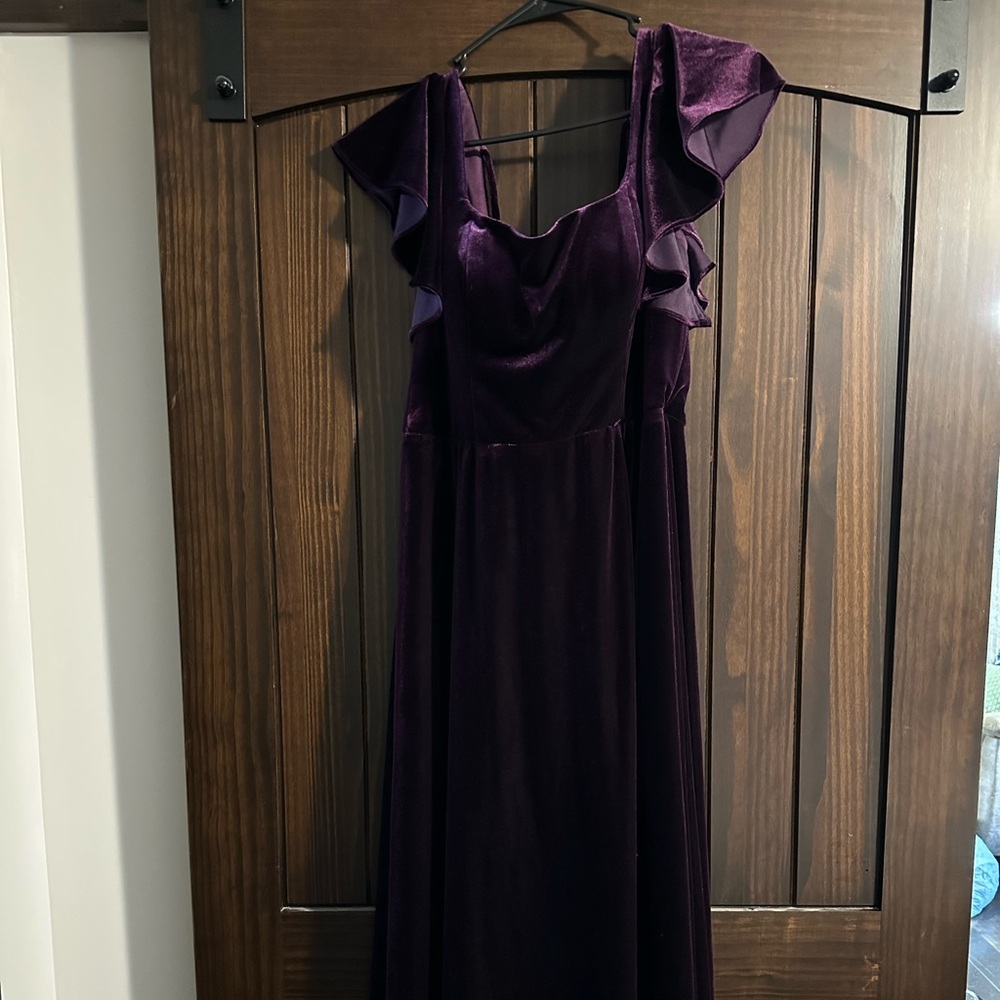 Azazie Velvet Maxi Dress in Grape